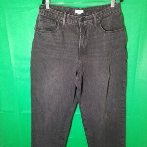 Good American Size 12/31 Black186 Jeans Recycled Cotton Wide Leg Baggy Barrel